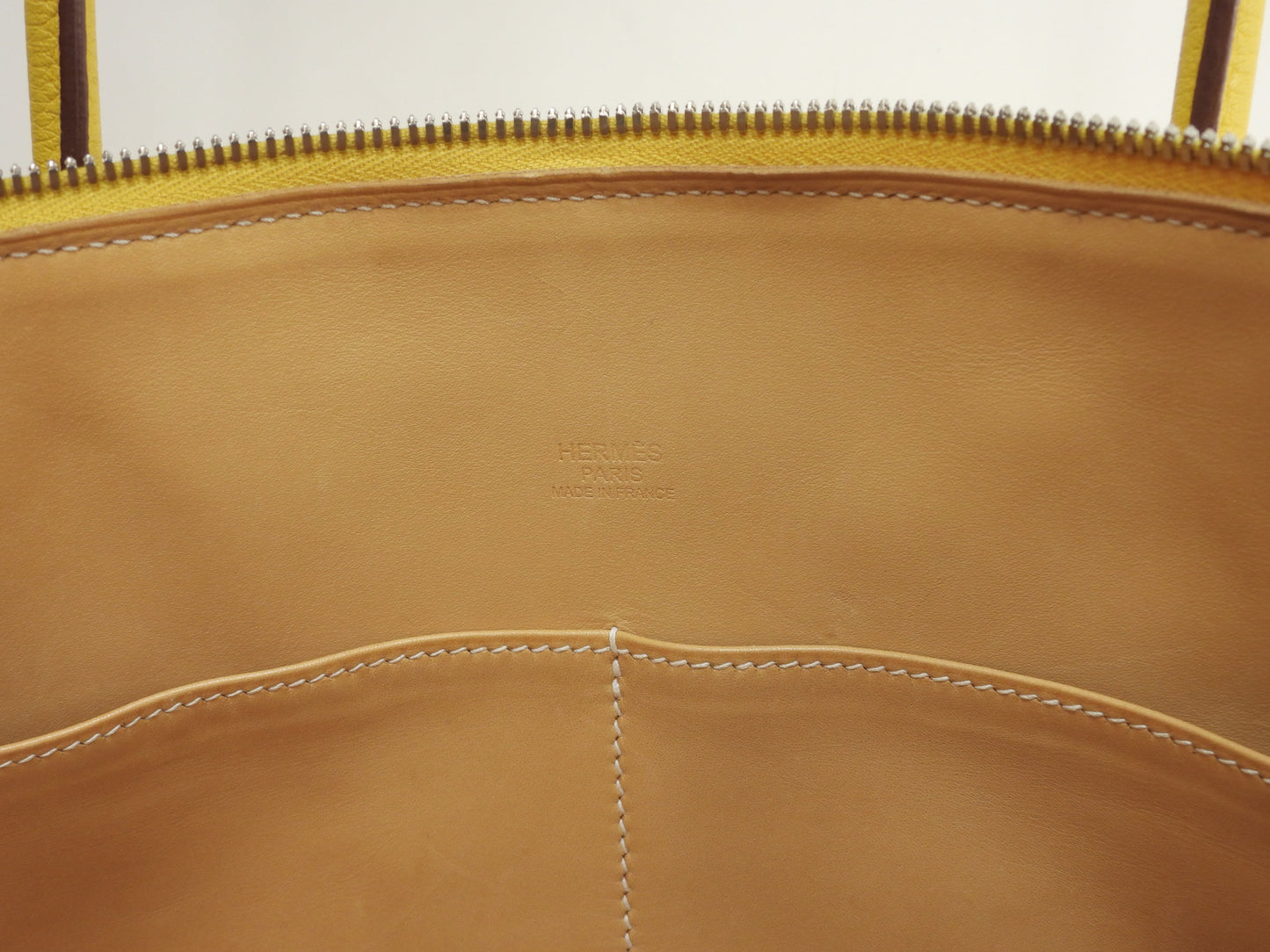 Hermès Paris Bombay 40 in pelle Taurillon Clémence gialla, tote bag, tracolla, @□M