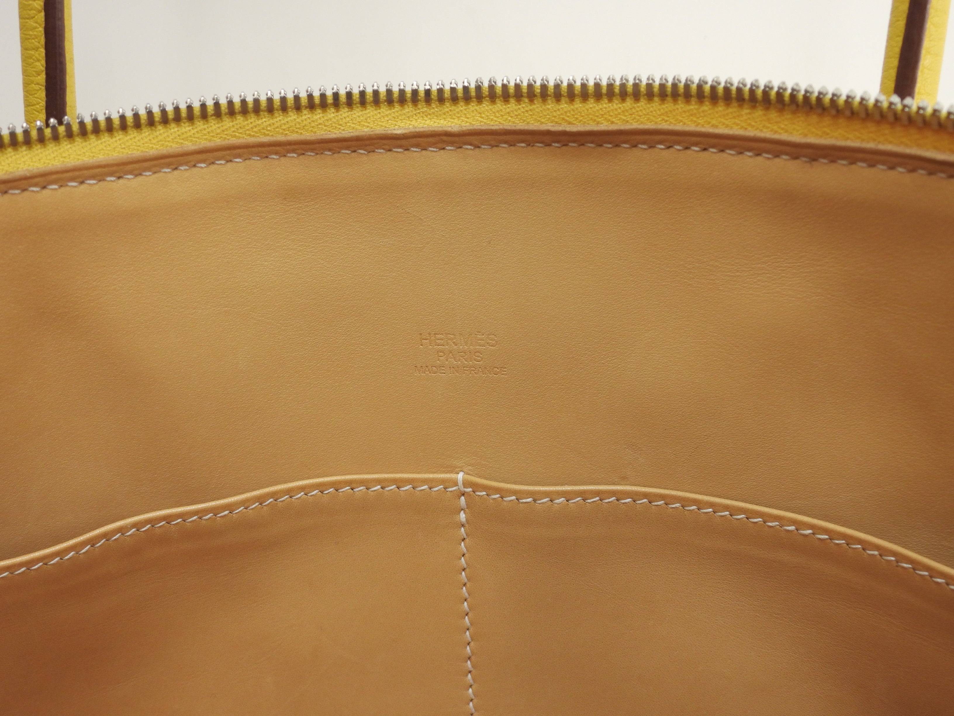 Hermès Paris Bombay 40 in pelle Taurillon Clémence gialla, tote bag, tracolla, @□M