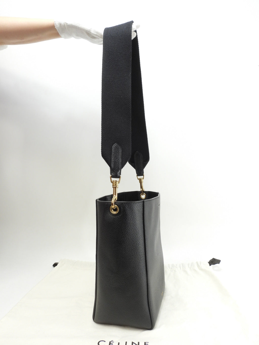 Celine Sangle Bucket Small in pelle nera, borsa a tracolla, hobo, ottime condizioni @ 28