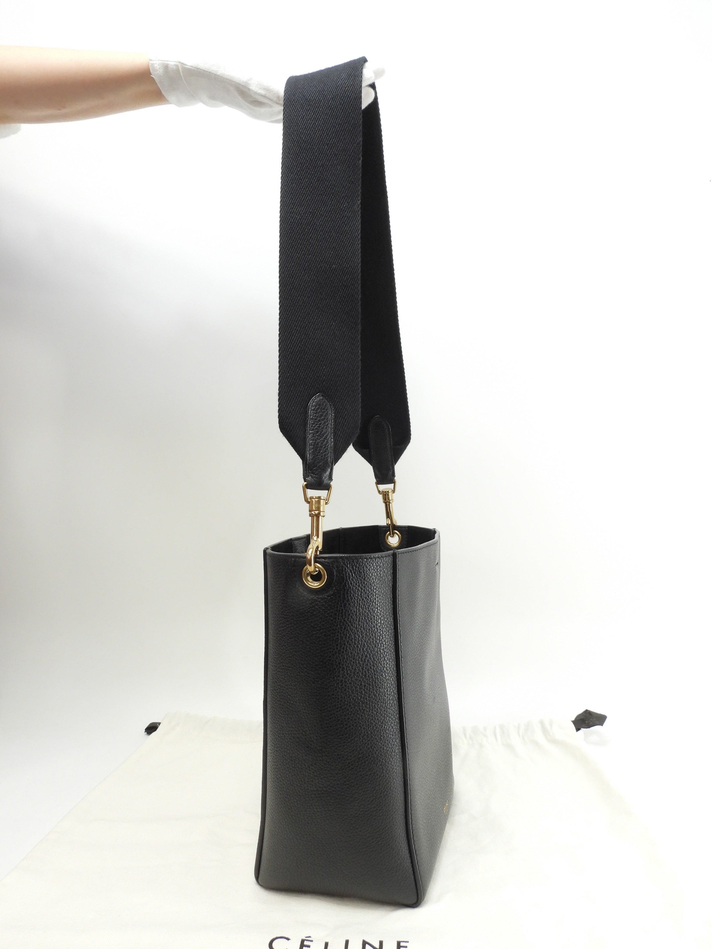 Celine Sangle Bucket Small in pelle nera, borsa a tracolla, hobo, ottime condizioni @ 28