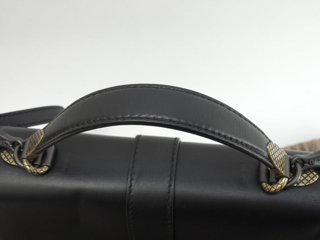 Bottega Veneta Pizza MM Intrecciato Pelle Nera Borsa a Mano con Tracolla Ottime Condizioni @B07357382I