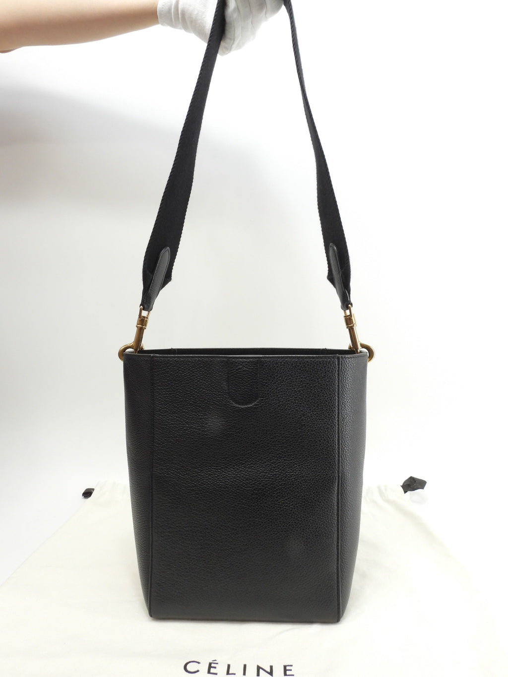 Celine Sangle Bucket Small in pelle nera, borsa a tracolla, hobo, ottime condizioni @ 28