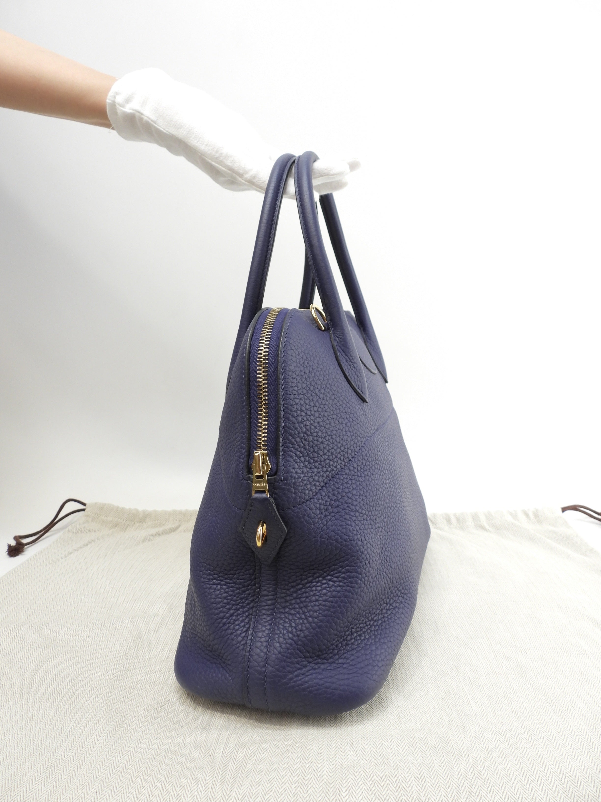 エルメス ボリード31 トリヨン ブルーアンクル ゴールド金具 ハンドバッグ 未使用@D 6