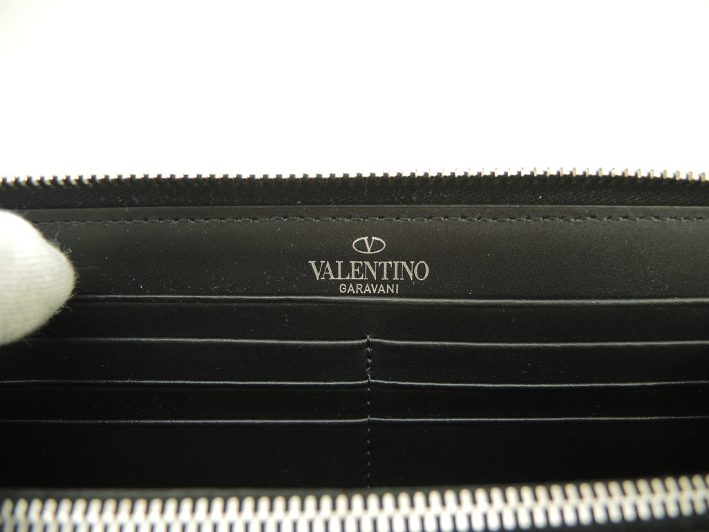 Valentino portafoglio lungo VLTN in pelle nera, con cerniera, nuovo @ 5