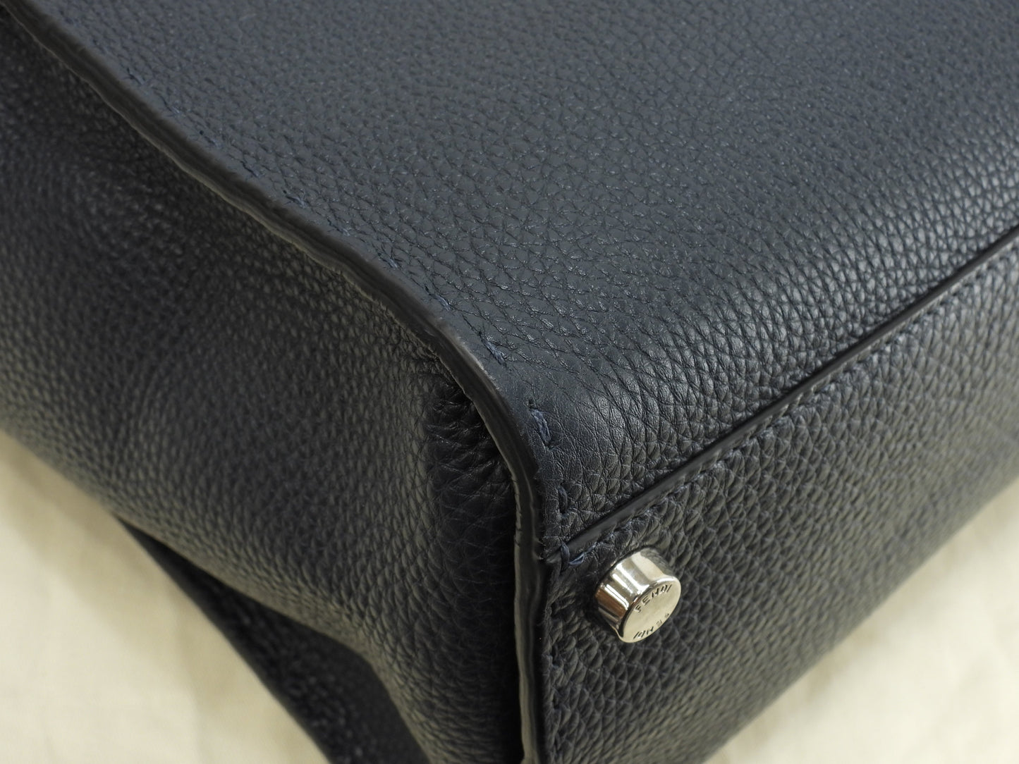 Fendi Peekaboo Grande, in pelle Selleria, blu navy/azzurro, borsa a mano/tracolla da uomo, in condizioni eccellenti @ 26