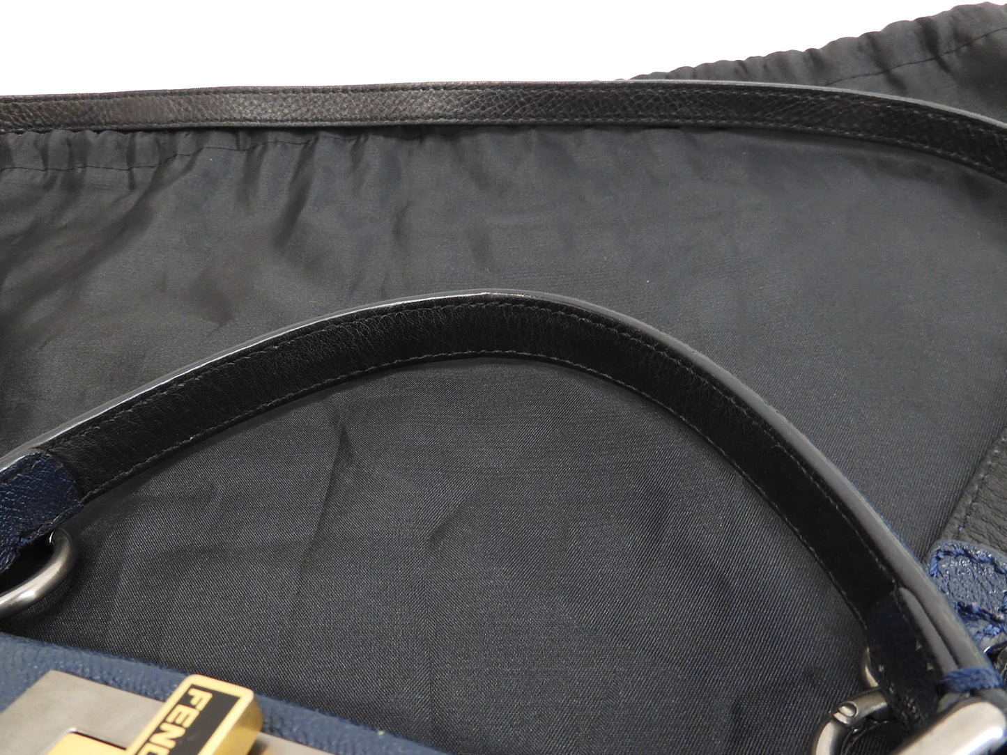 FENDI Peekaboo Small in pelle blu con tracolla, borsa a mano, ottime condizioni @ 313