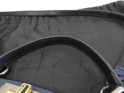 FENDI Peekaboo Small in pelle blu con tracolla, borsa a mano, ottime condizioni @ 313