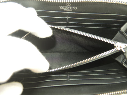 Valentino portafoglio lungo VLTN in pelle nera, con cerniera, nuovo @ 5