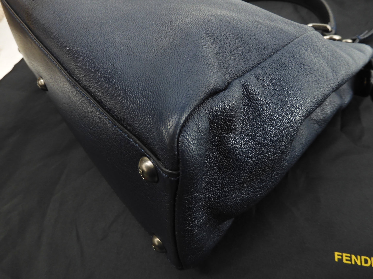 FENDI Peekaboo Small in pelle blu con tracolla, borsa a mano, ottime condizioni @ 313