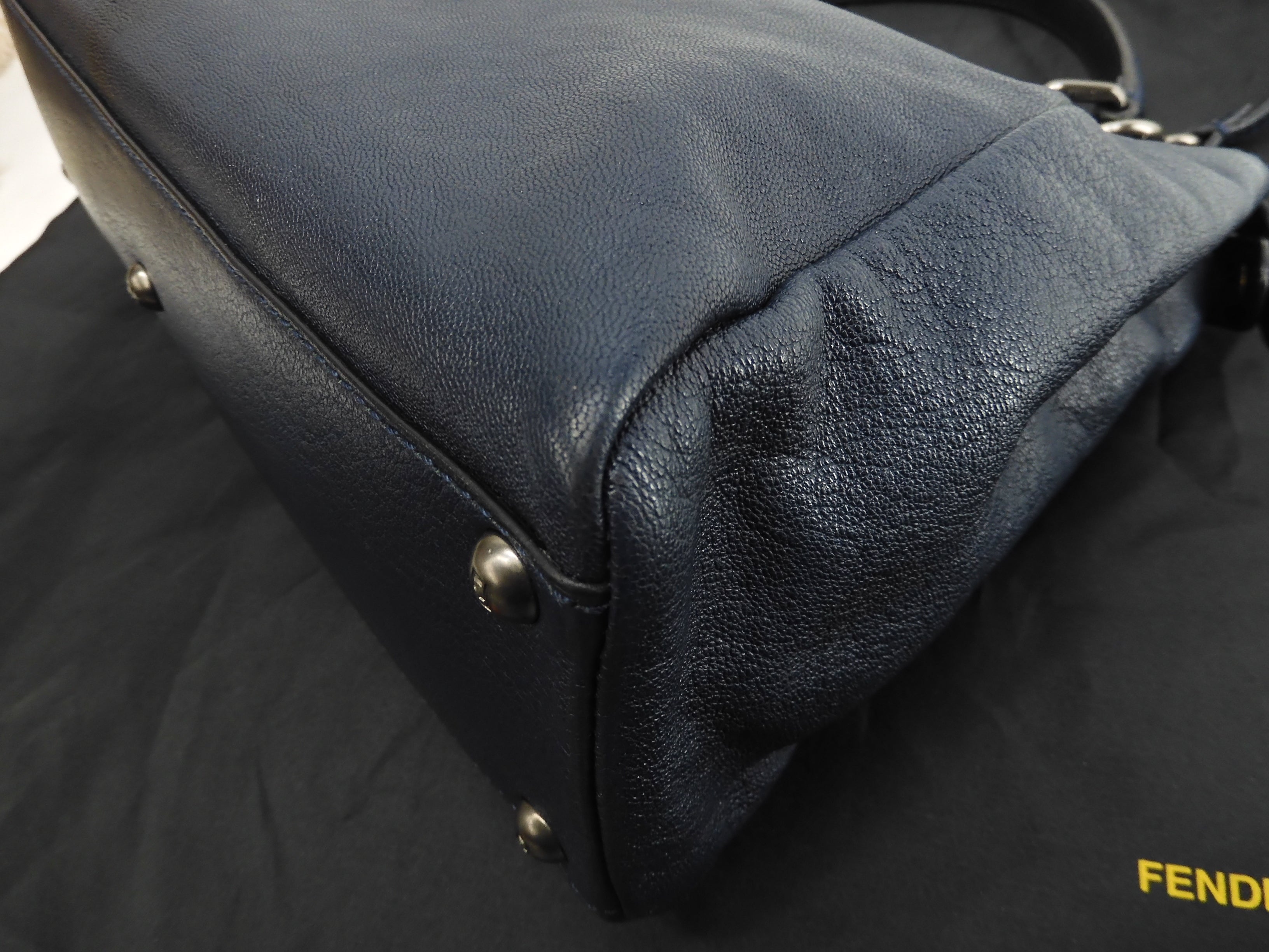 FENDI Peekaboo Small in pelle blu con tracolla, borsa a mano, ottime condizioni @ 313