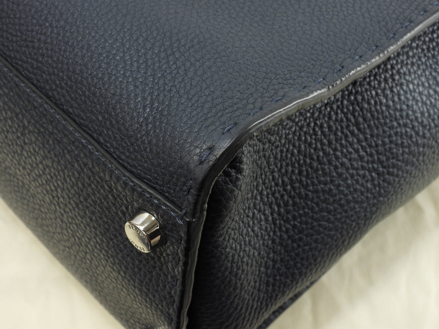 Fendi Peekaboo Grande, in pelle Selleria, blu navy/azzurro, borsa a mano/tracolla da uomo, in condizioni eccellenti @ 26
