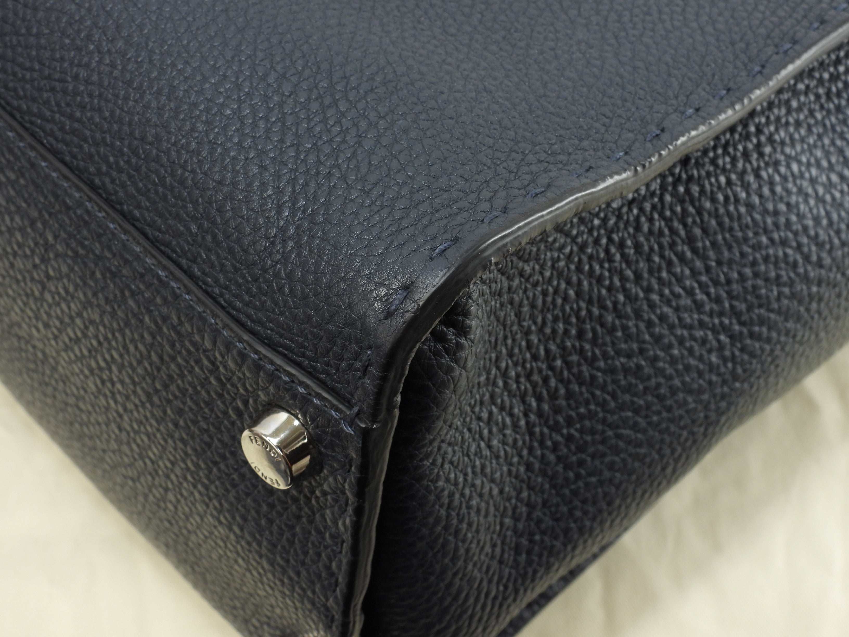 Fendi Peekaboo Grande, in pelle Selleria, blu navy/azzurro, borsa a mano/tracolla da uomo, in condizioni eccellenti @ 26