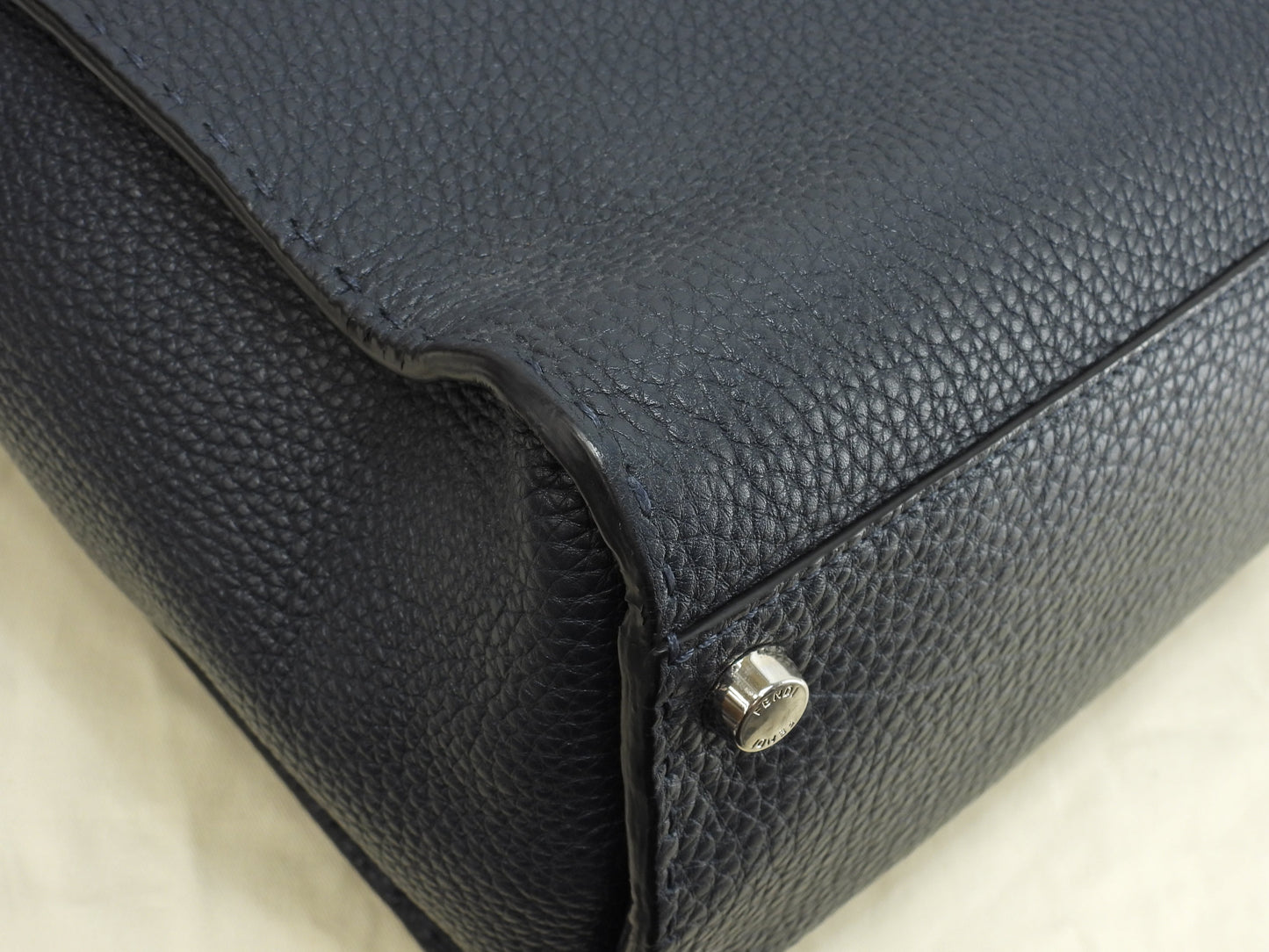 Fendi Peekaboo Grande, in pelle Selleria, blu navy/azzurro, borsa a mano/tracolla da uomo, in condizioni eccellenti @ 26
