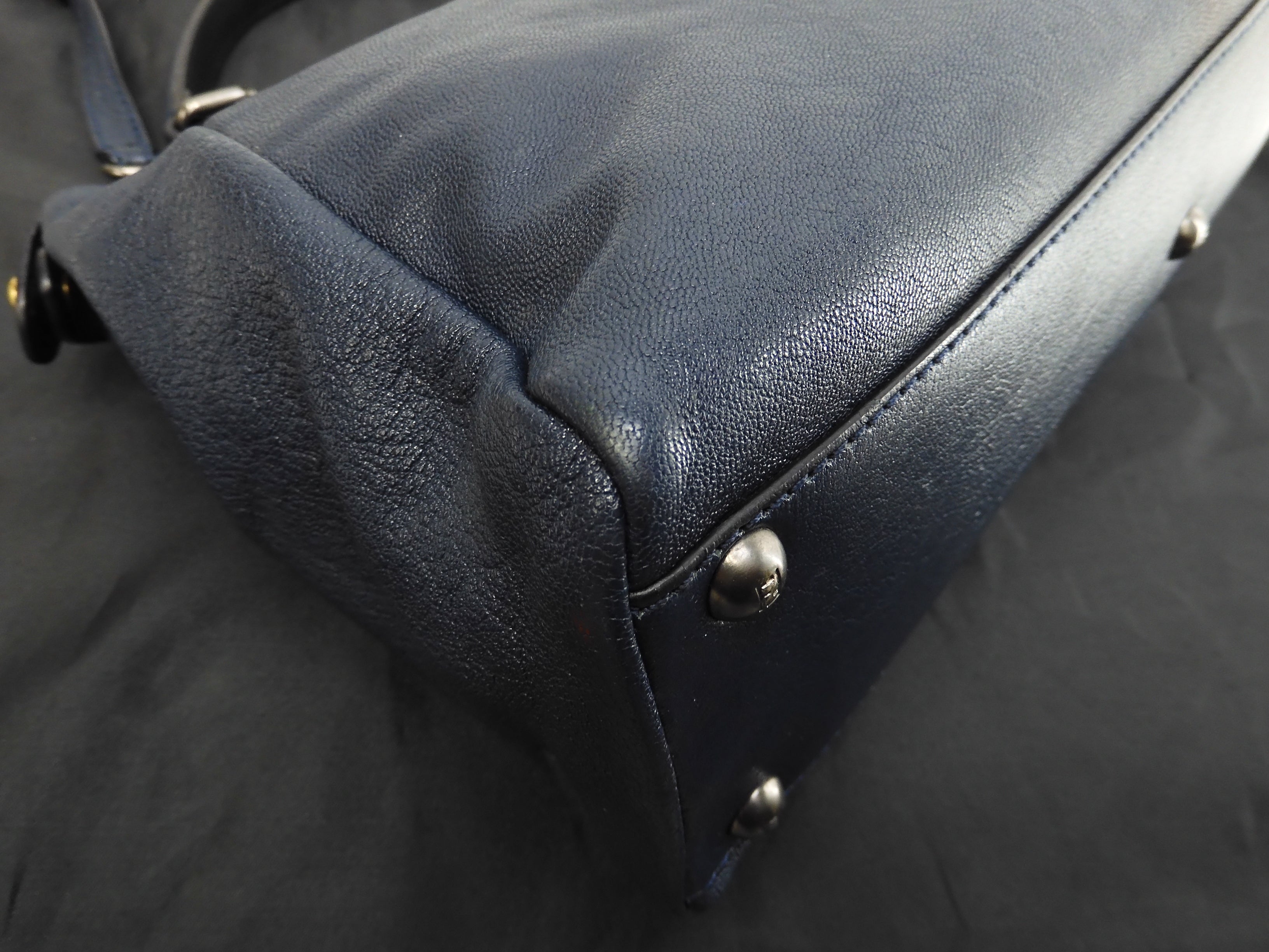FENDI Peekaboo Small in pelle blu con tracolla, borsa a mano, ottime condizioni @ 313