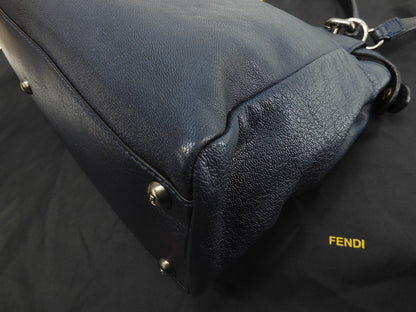 FENDI Peekaboo Small in pelle blu con tracolla, borsa a mano, ottime condizioni @ 313