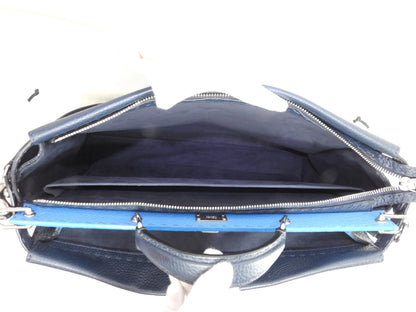Fendi Peekaboo Grande, in pelle Selleria, blu navy/azzurro, borsa a mano/tracolla da uomo, in condizioni eccellenti @ 26