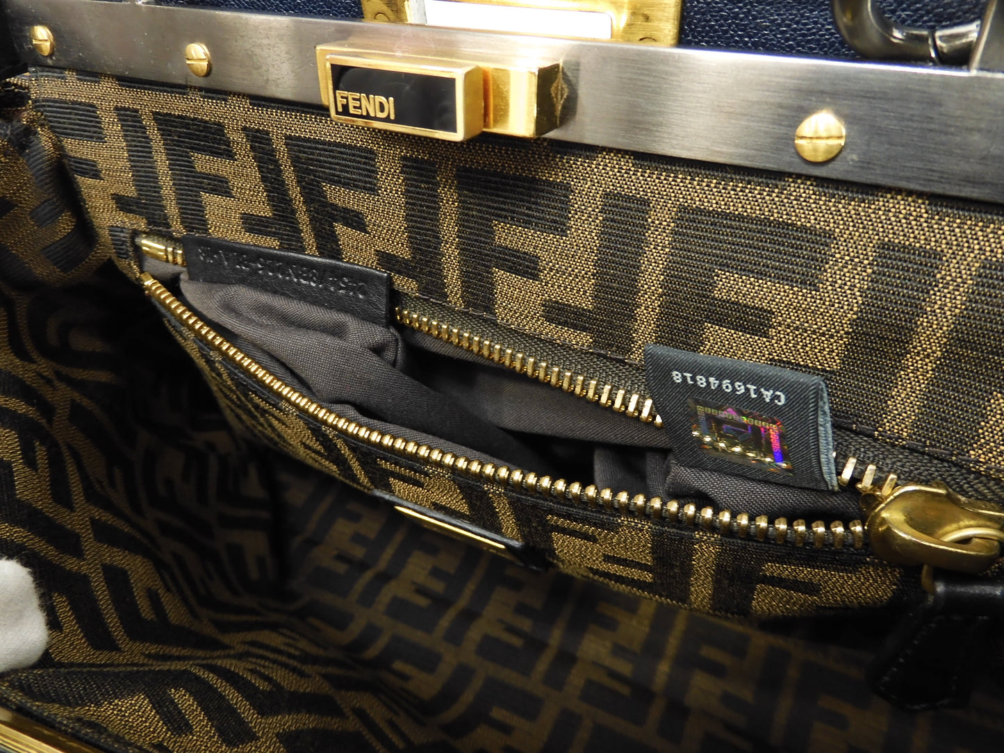 FENDI Peekaboo Small in pelle blu con tracolla, borsa a mano, ottime condizioni @ 313