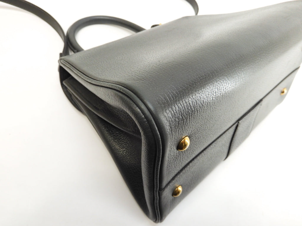 Delvaux Brillant PM Vintage pelle goffrata verde borsa a tracolla con manico superiore@ 95