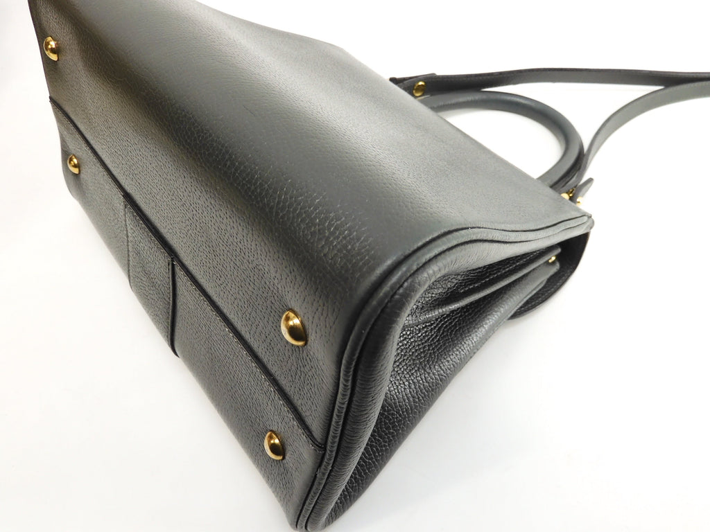 Delvaux Brillant PM Vintage pelle goffrata verde borsa a tracolla con manico superiore@ 95