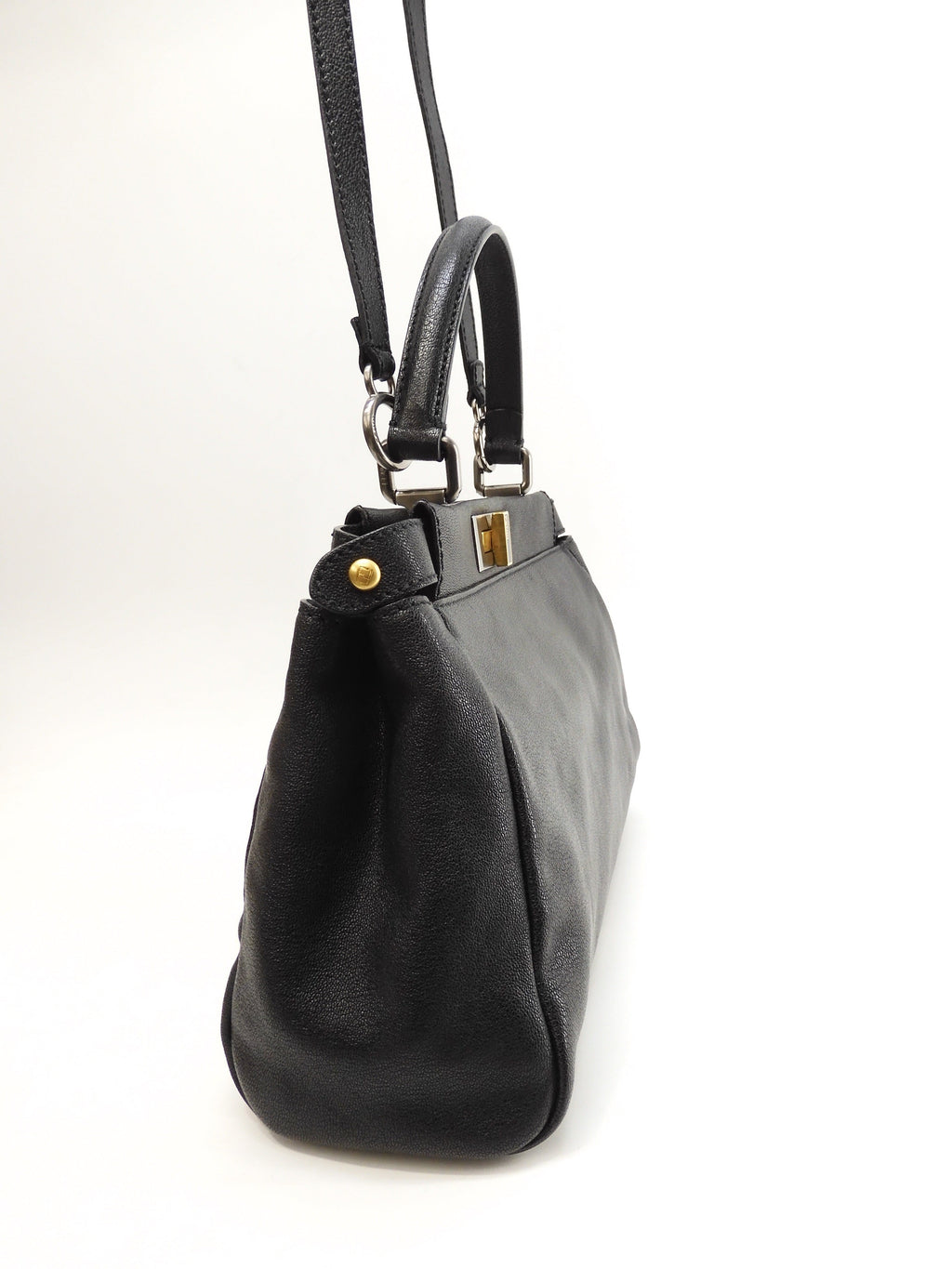 Fendi Peekaboo piccolo pelle nera borsa a mano con tracolla condizioni eccellenti @ 314