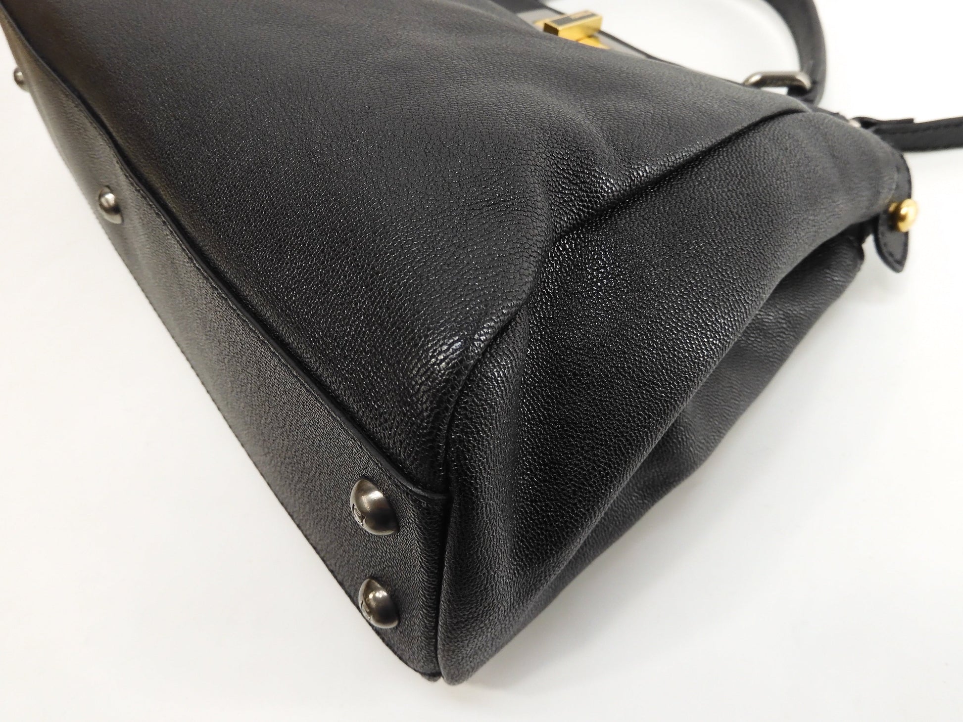 Fendi Peekaboo piccolo pelle nera borsa a mano con tracolla condizioni eccellenti @ 314