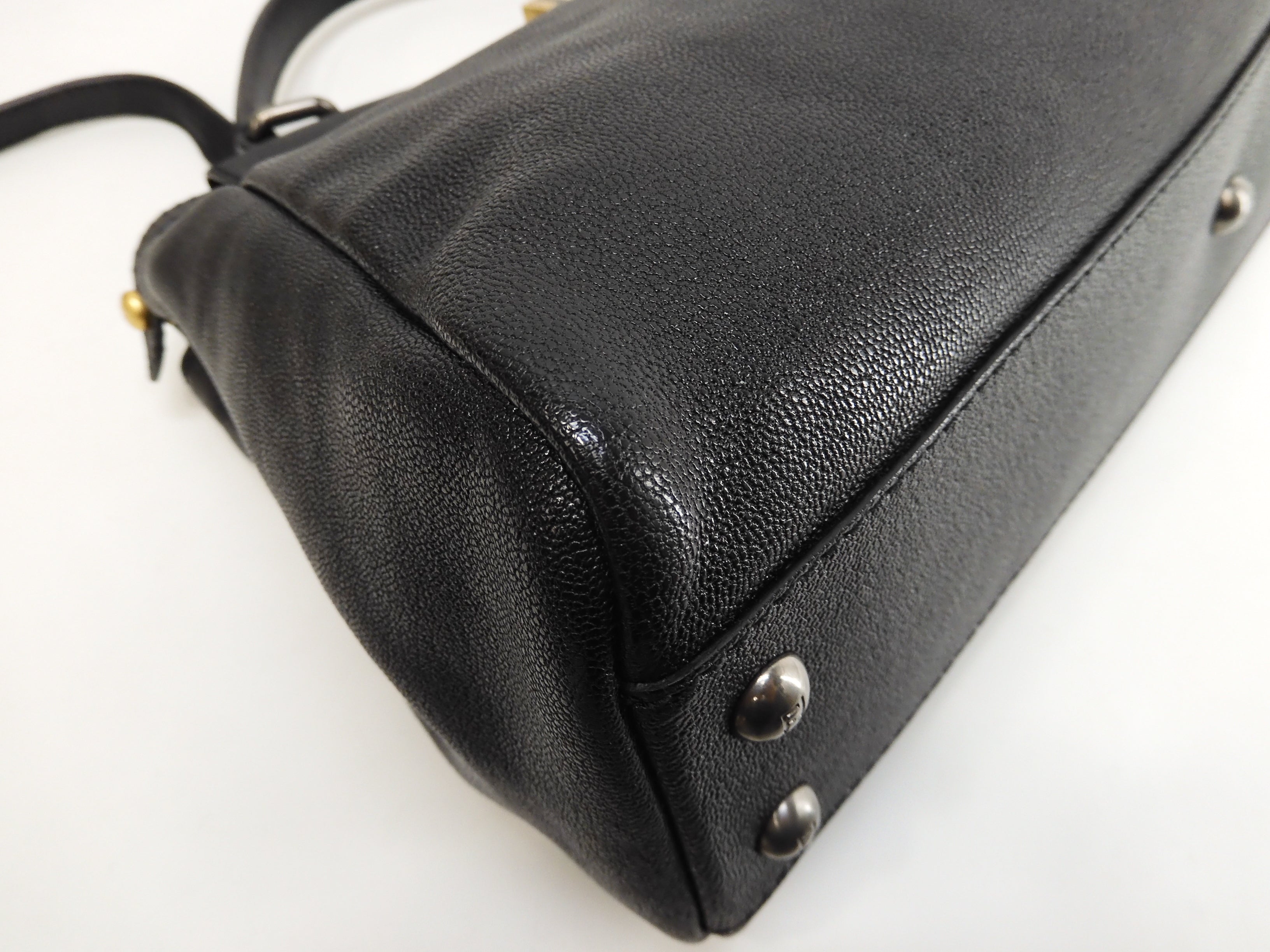 Fendi Peekaboo piccolo pelle nera borsa a mano con tracolla condizioni eccellenti @ 314