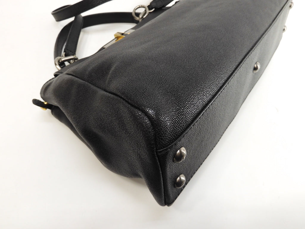 Fendi Peekaboo piccolo pelle nera borsa a mano con tracolla condizioni eccellenti @ 314