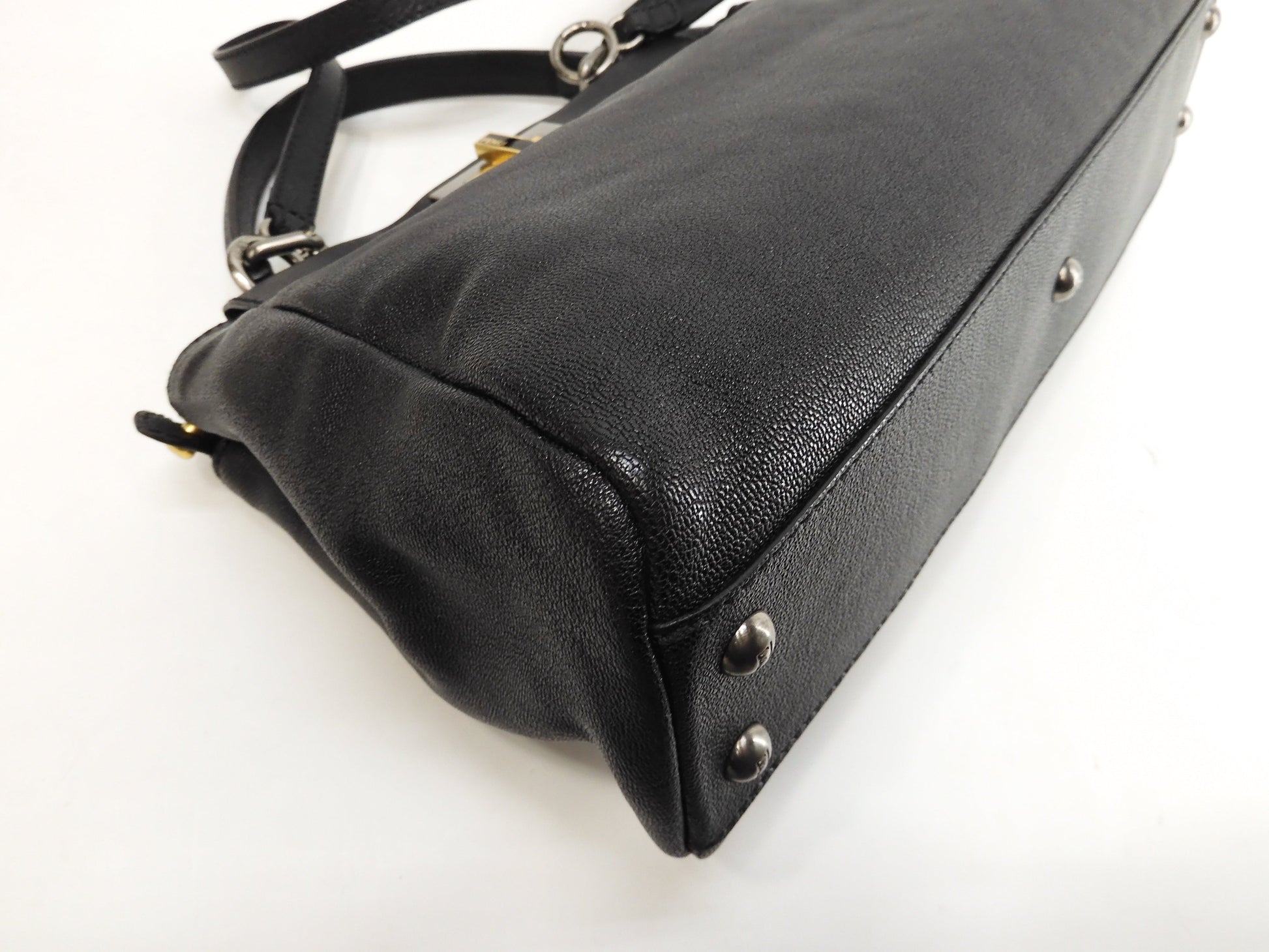 Fendi Peekaboo piccolo pelle nera borsa a mano con tracolla condizioni eccellenti @ 314
