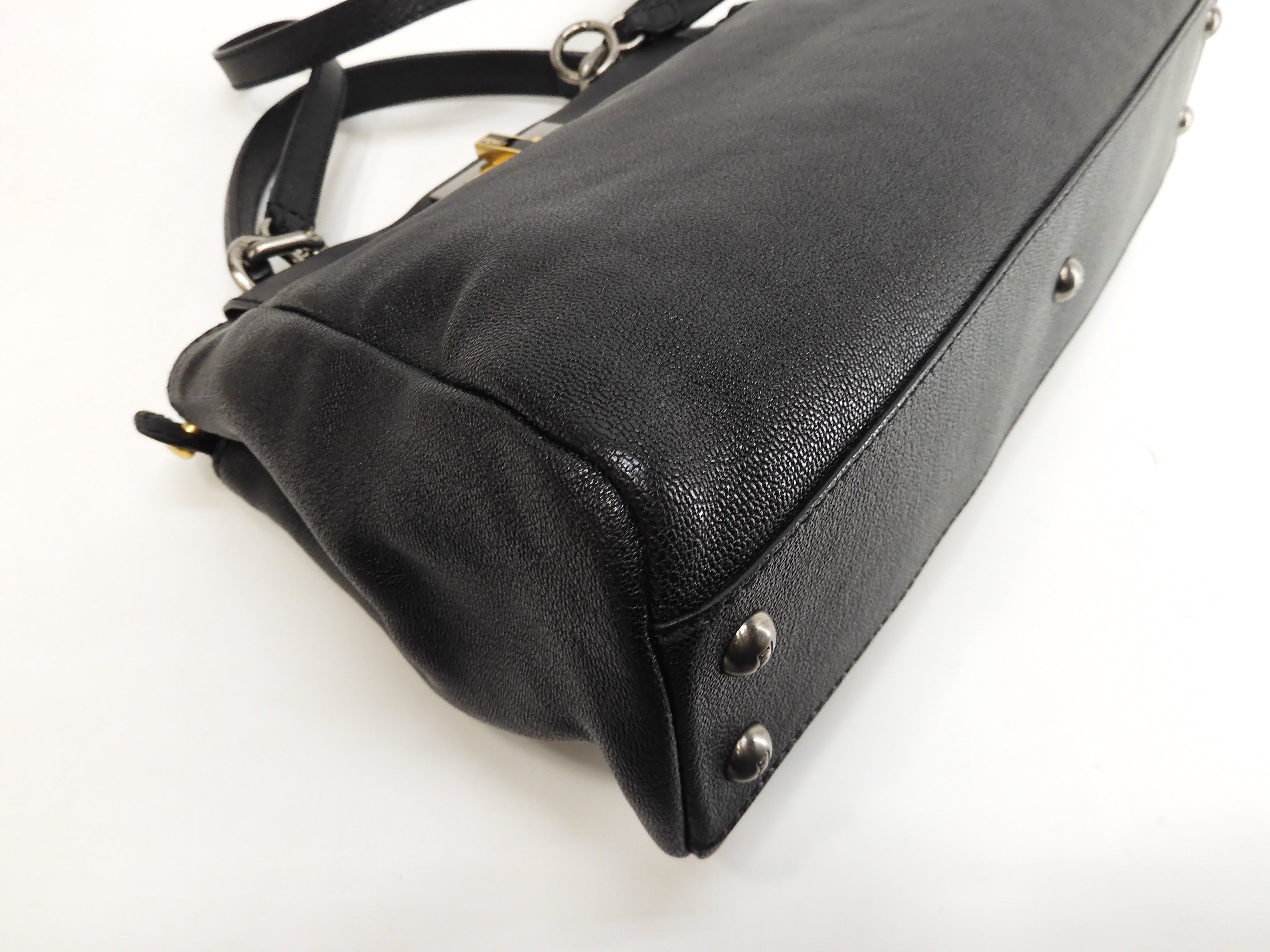 Fendi Peekaboo piccolo pelle nera borsa a mano con tracolla condizioni eccellenti @ 314