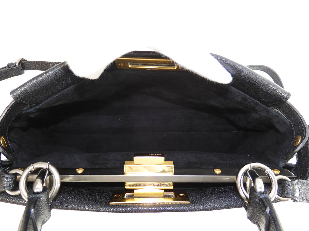 Fendi Peekaboo piccolo pelle nera borsa a mano con tracolla condizioni eccellenti @ 314