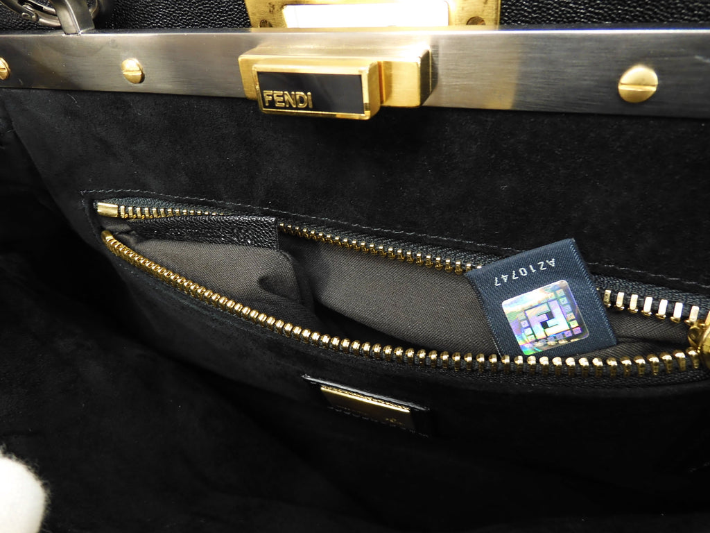 Fendi Peekaboo piccolo pelle nera borsa a mano con tracolla condizioni eccellenti @ 314