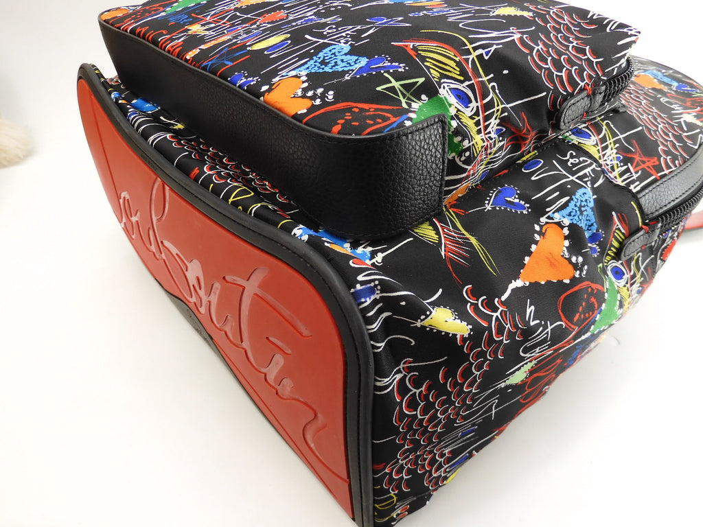 Zaino Christian Louboutin con fibbie in edizione limitata, in nylon e pelle nera @ 1