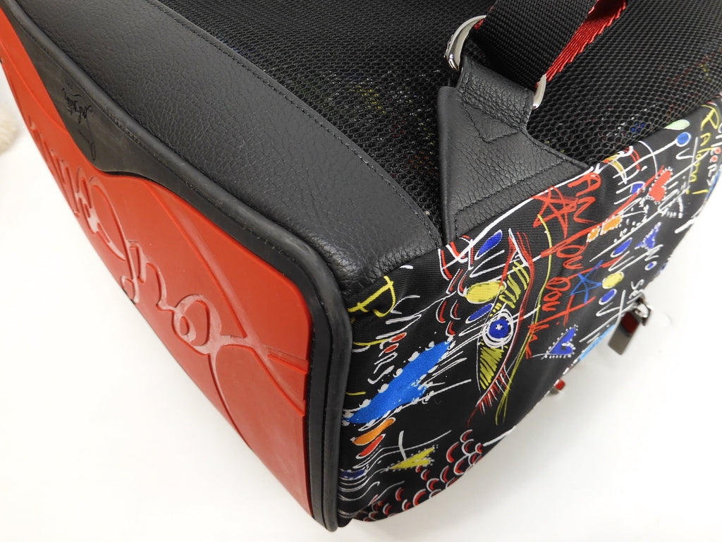 Zaino Christian Louboutin con fibbie in edizione limitata, in nylon e pelle nera @ 1