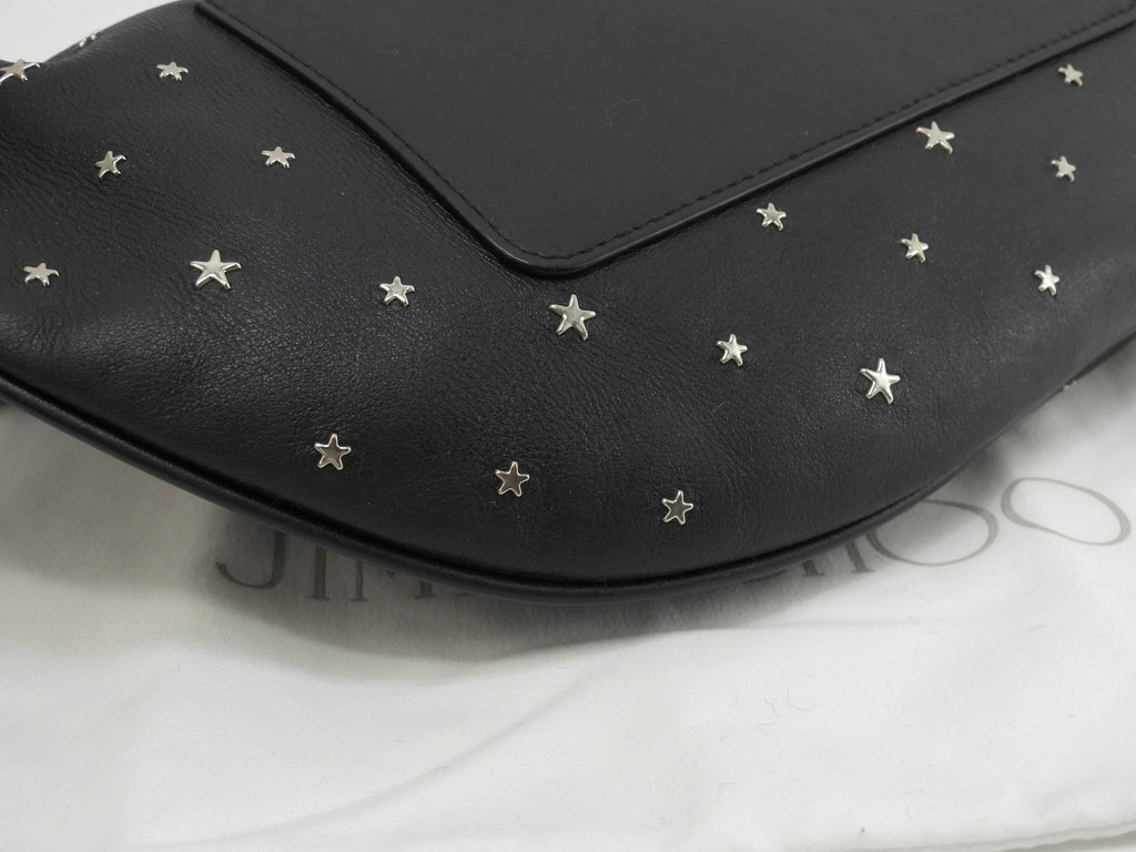 Jimmy Choo Marsupio York in pelle nera con stelle argentate, in ottime condizioni @ 1