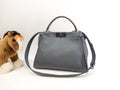 FENDI Peekaboo Regular Pelle Grigio-azzurra Borsa a mano con tracolla Condizioni eccellenti @ 3