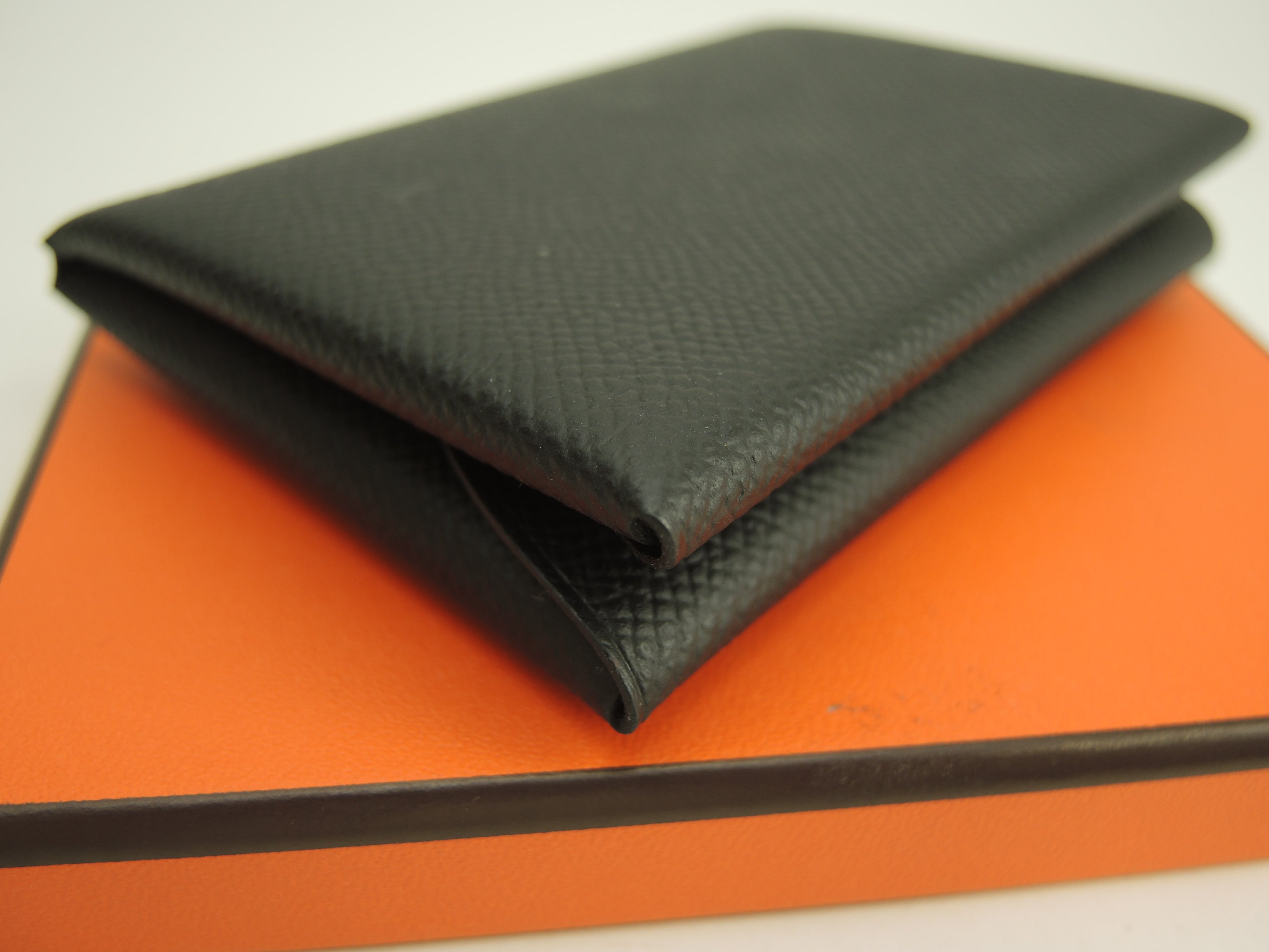 Hermès Calvi Duo Epsom Nero Portafoglio compatto Mini portafoglio Nuovo @B 2
