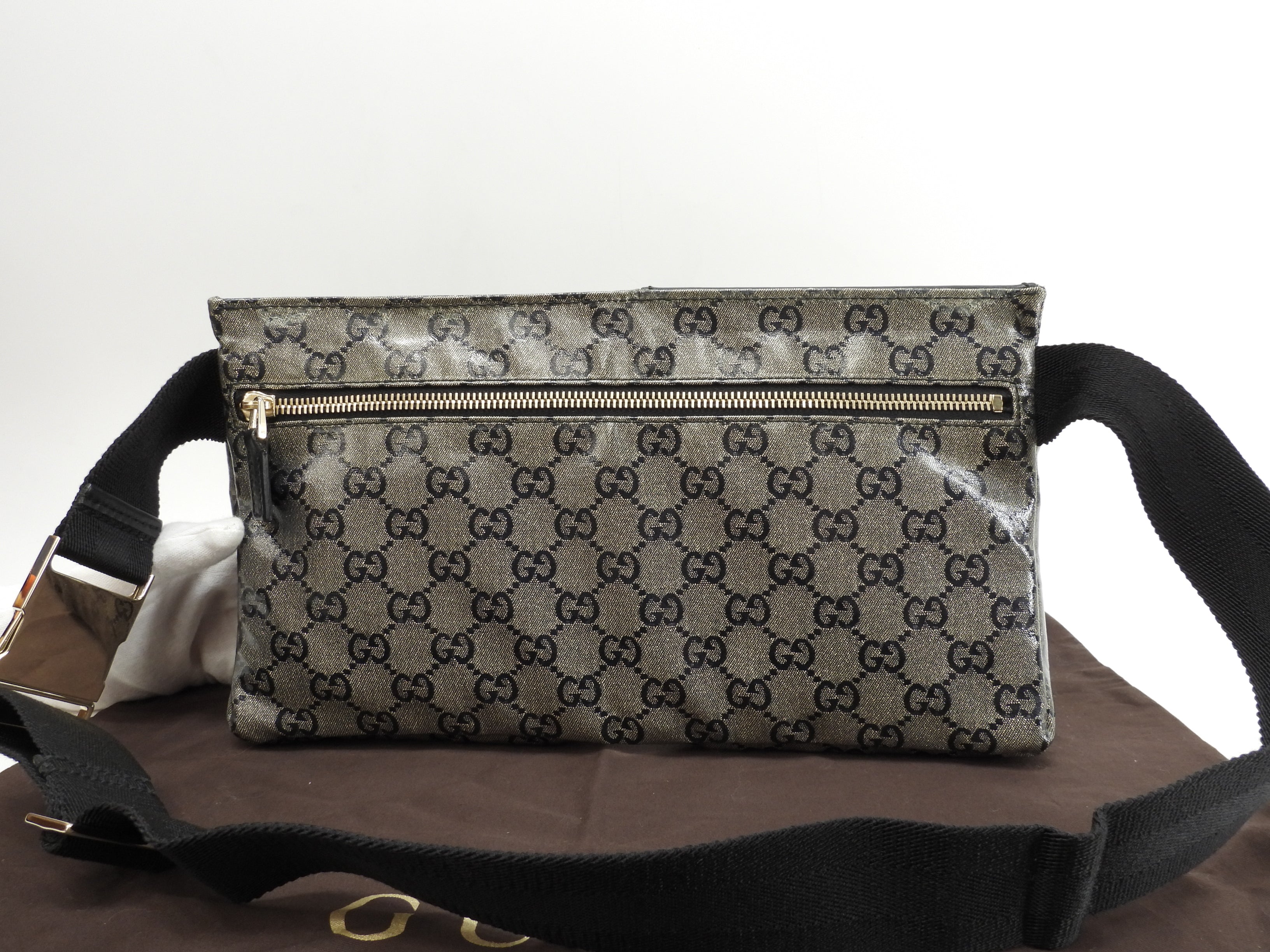 Gucci Marsupio GG Supreme Imprimé Grigio Nero Pelle Borsa a Tracolla Borsa da Vita @ 11