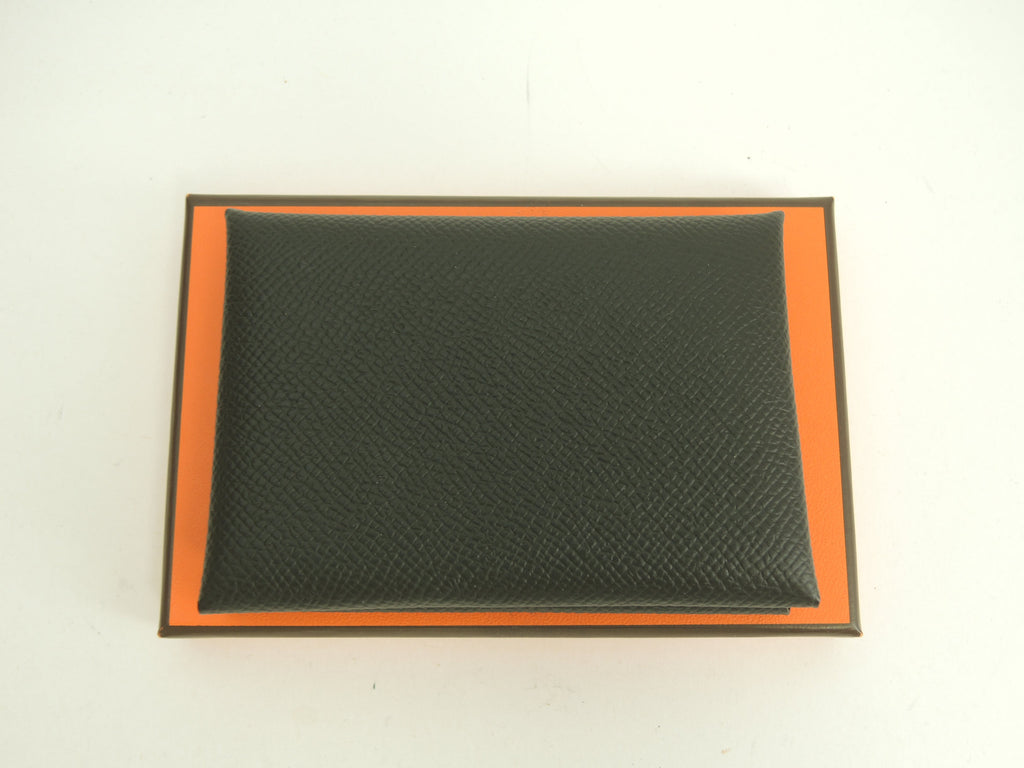 Hermès Calvi Duo Epsom Nero Portafoglio compatto Mini portafoglio Nuovo @B 2