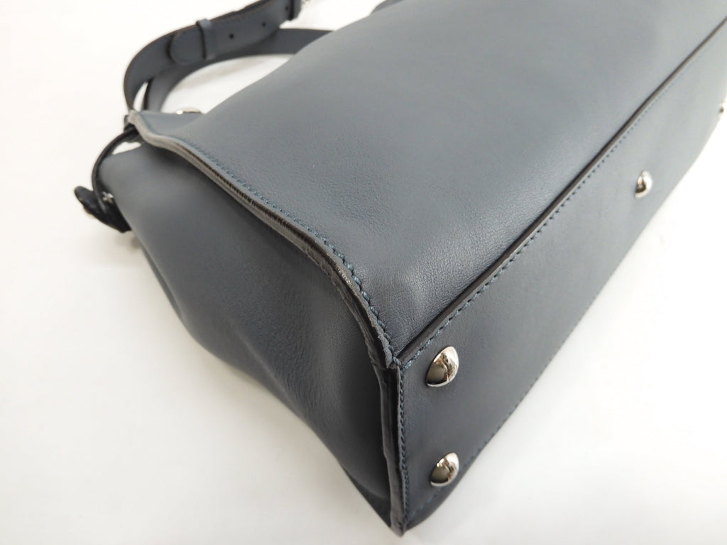 FENDI Peekaboo Regular Pelle Grigio-azzurra Borsa a mano con tracolla Condizioni eccellenti @ 3