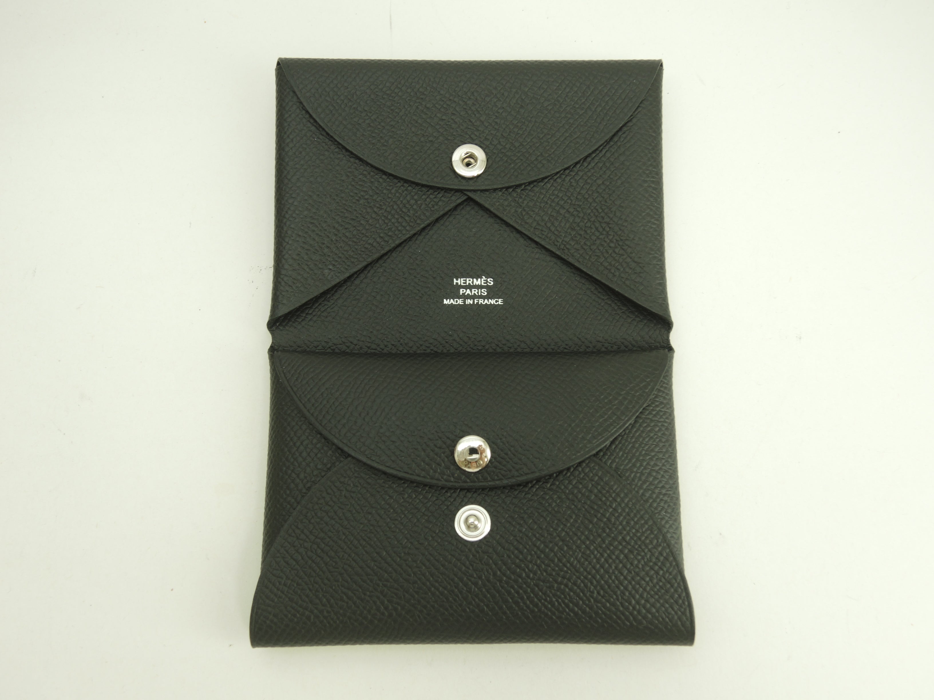 Hermès Calvi Duo Epsom Nero Portafoglio compatto Mini portafoglio Nuovo @B 2