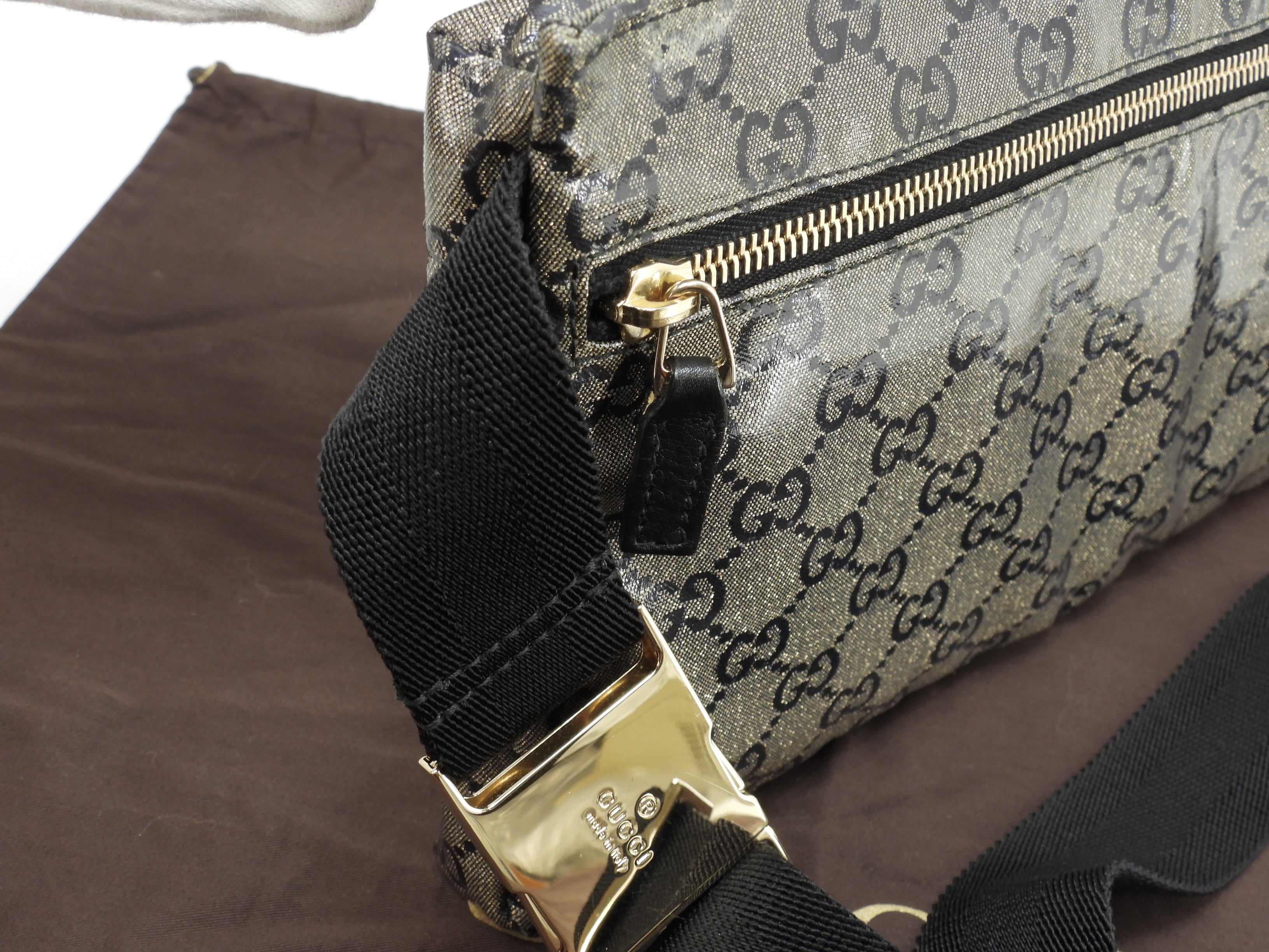 Gucci Marsupio GG Supreme Imprimé Grigio Nero Pelle Borsa a Tracolla Borsa da Vita @ 11