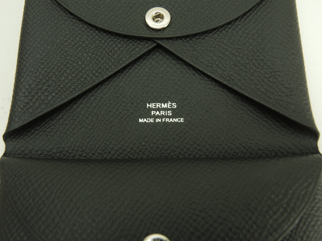 Hermès Calvi Duo Epsom Nero Portafoglio compatto Mini portafoglio Nuovo @B 2