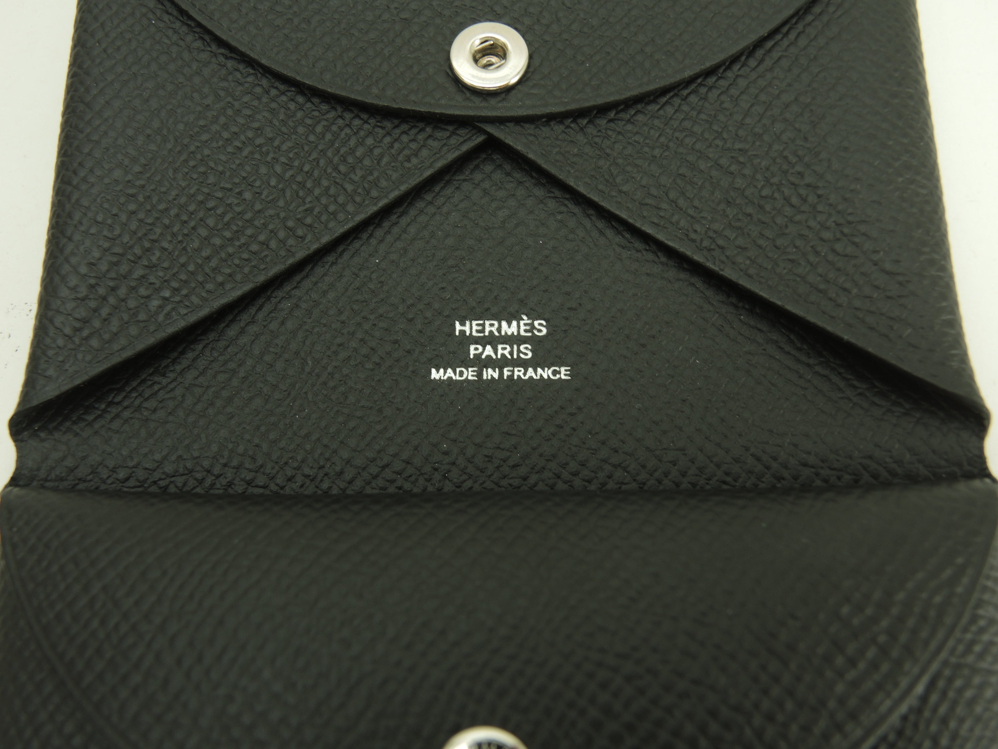 Hermès Calvi Duo Epsom Nero Portafoglio compatto Mini portafoglio Nuovo @B 2