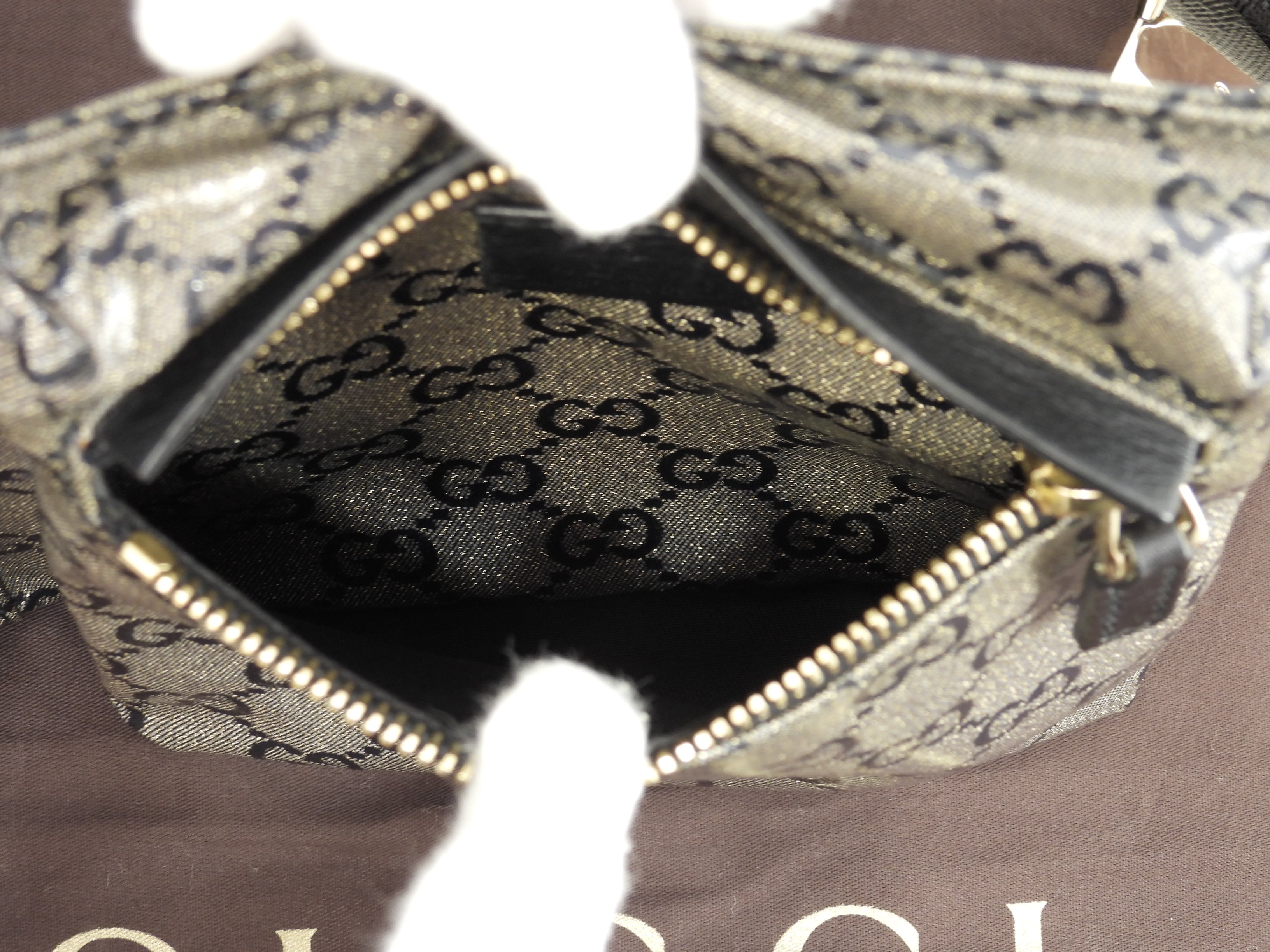 Gucci Marsupio GG Supreme Imprimé Grigio Nero Pelle Borsa a Tracolla Borsa da Vita @ 11