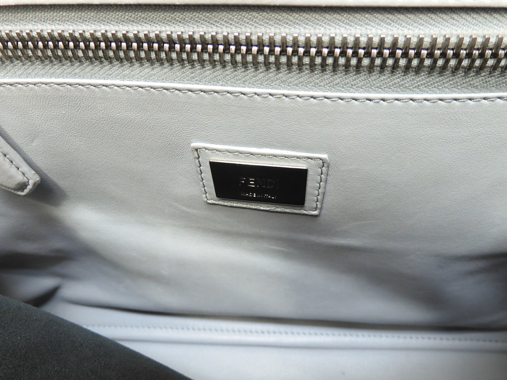 FENDI Peekaboo Regular Pelle Grigio-azzurra Borsa a mano con tracolla Condizioni eccellenti @ 3