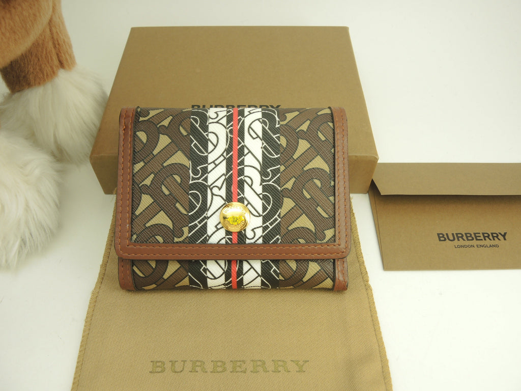 Burberry Portafoglio compatto motivo TB PVC/Pelle Portafoglio a 3 ante Piccolo portafoglio Inutilizzato@POPELFI071SEB
