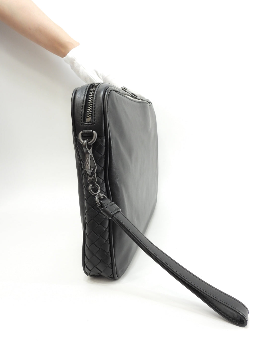Bottega Veneta Pochette in pelle nera Intrecciato, second bag, ottime condizioni@B07533577R