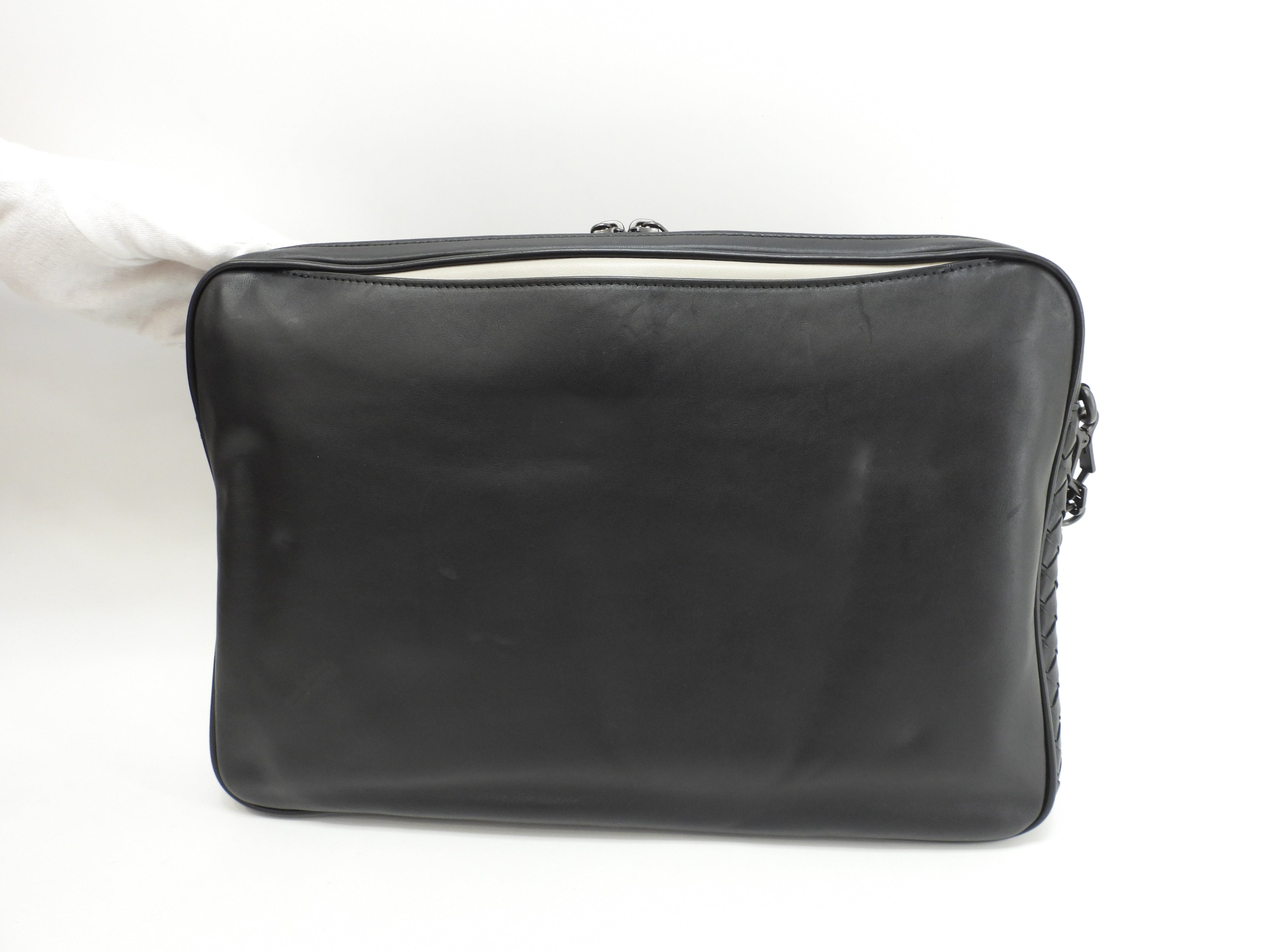 Bottega Veneta Pochette in pelle nera Intrecciato, second bag, ottime condizioni@B07533577R