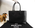 Berluti Toujours Chevron pelle nera uomo borsa tote borsa a mano@A0251