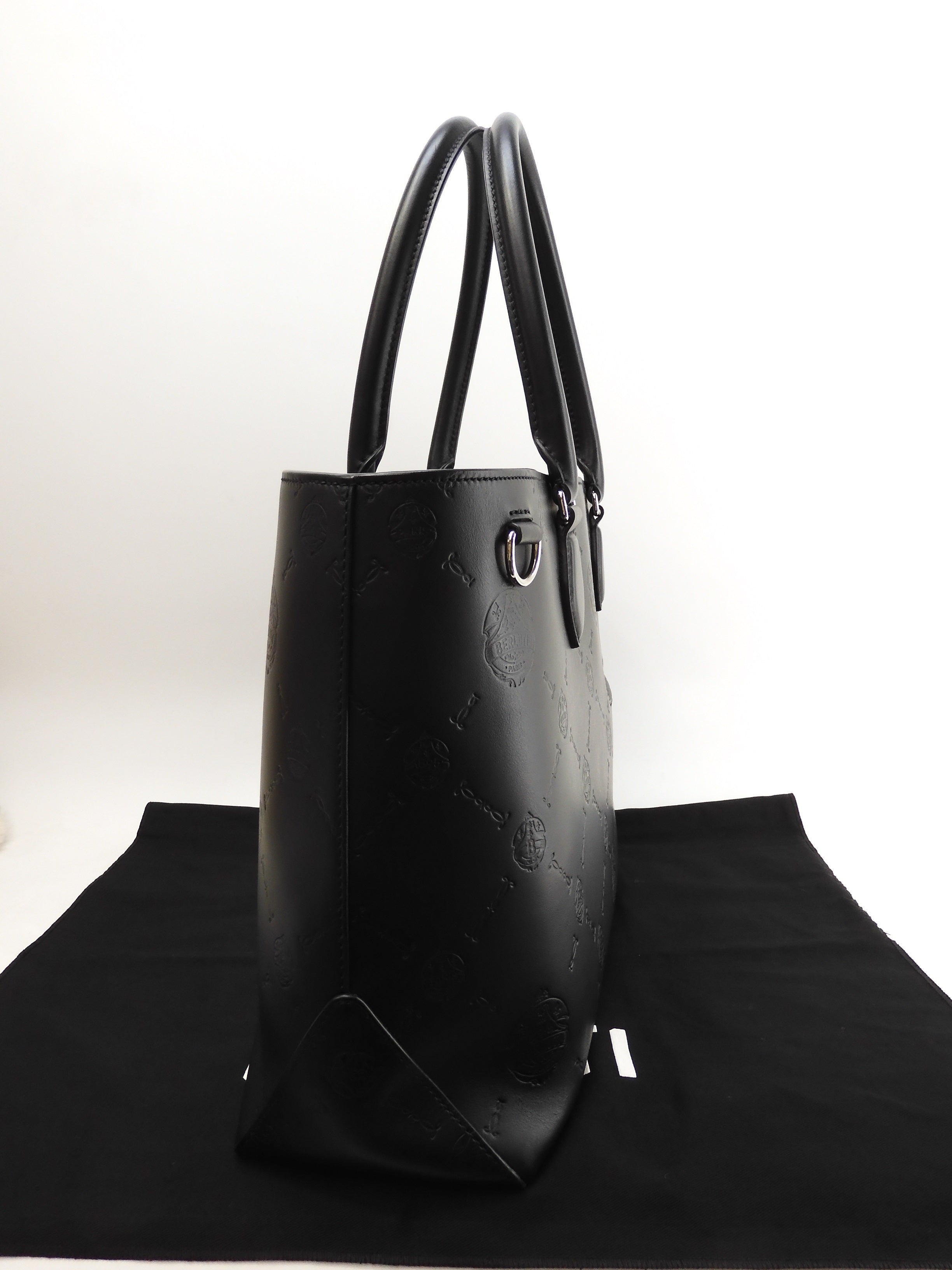 Berluti Toujours Chevron pelle nera uomo borsa tote borsa a mano@A0251